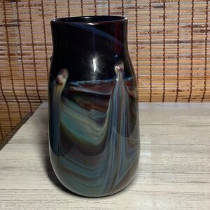 Vintage art blow glass vase tumbler by Frederick Warren signed in1975